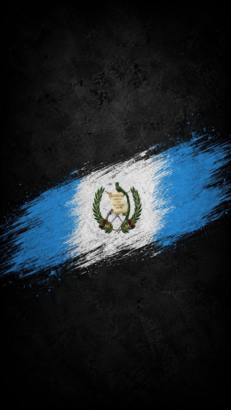 Guatemalan flag with blue and white stripes painted as a brushstroke on a dark textured background